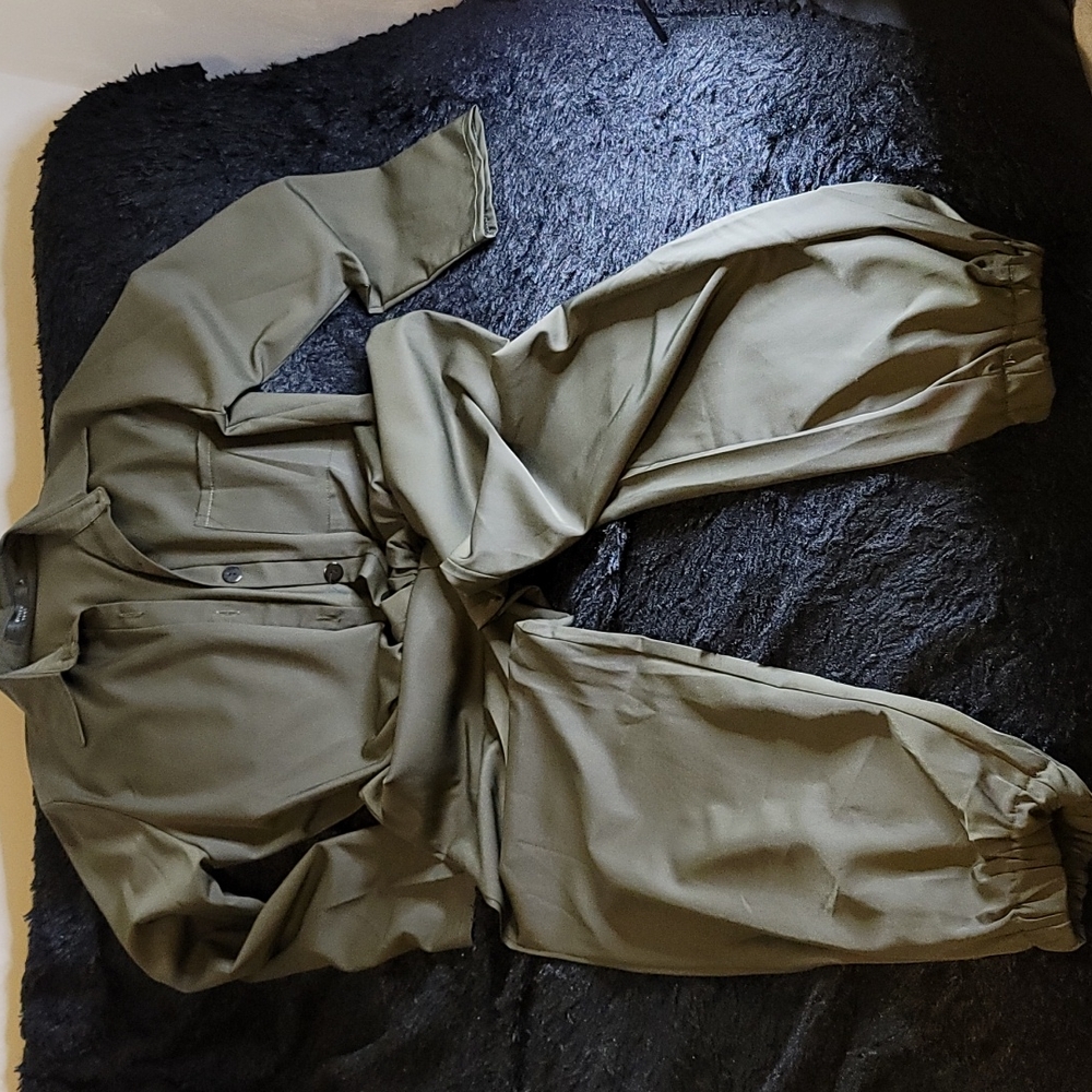 Olive  Belted Jumpsuit size L